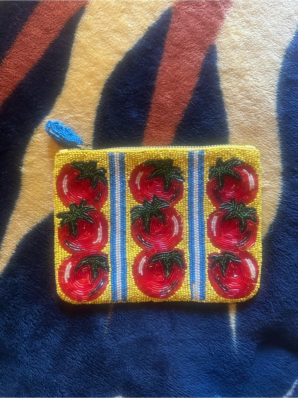 Anthropologie Beaded Tomato Pouch